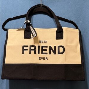 Black and Cream Tote Bag 16,75”L 11”H 7” W